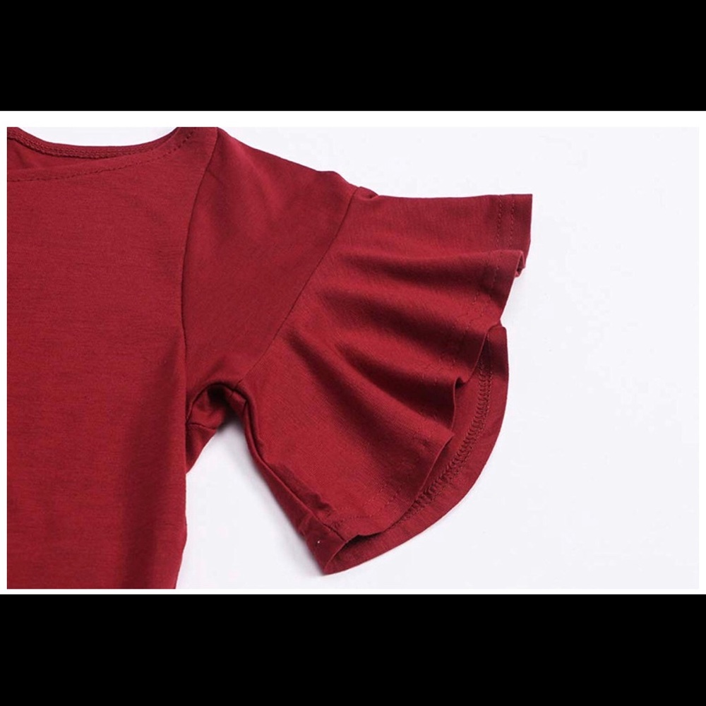 Short Ruffles Sleeve Lightweight Tunic T Shirt - Picture 4 of 6